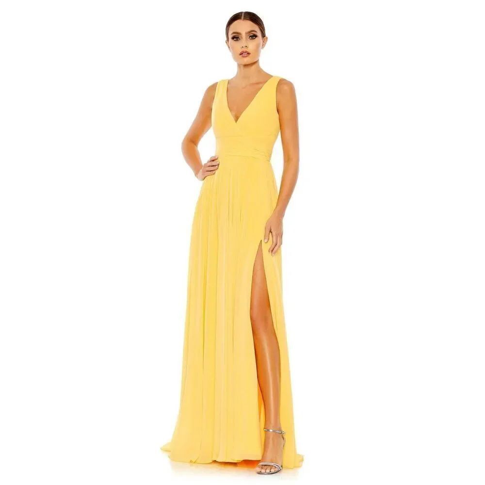 Mac Duggal NWT sizeβ16 long chiffon A-line gown side slit style 55793
